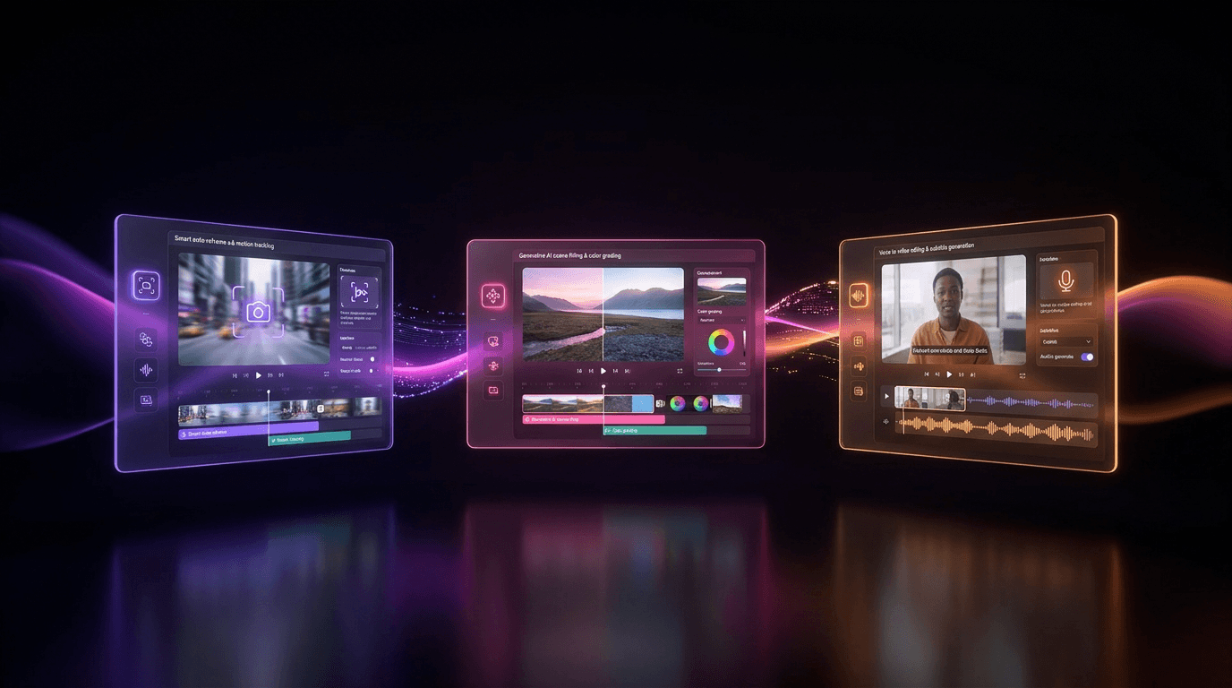 Comparativo visual de interfaces de inteligência artificial para edição de vídeo