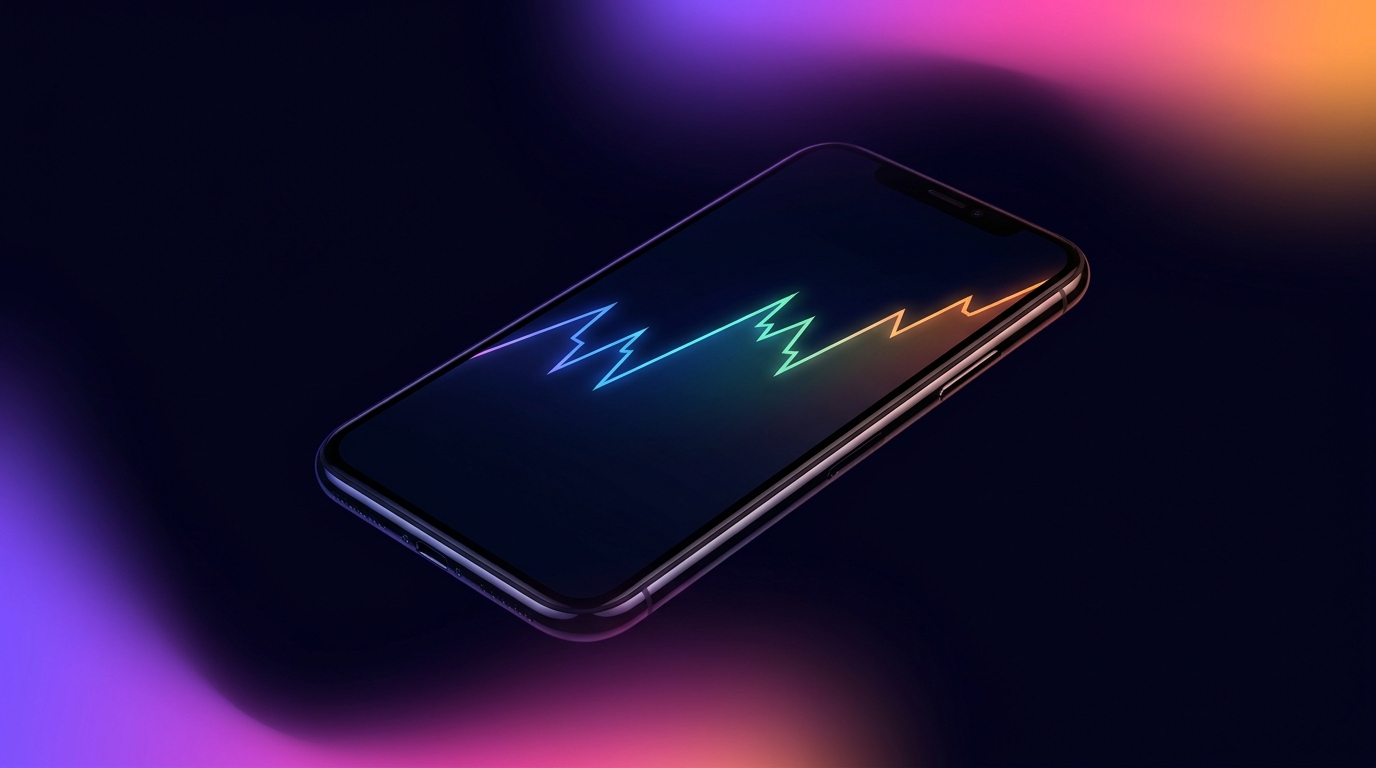Smartphone com gráfico financeiro em fundo escuro com luzes neon