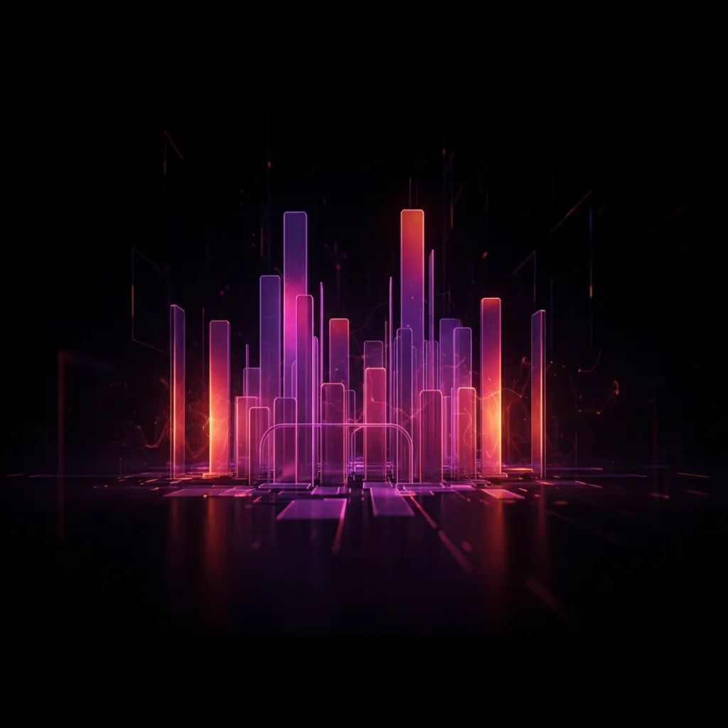 Gráficos de barras em neon representando pacotes de serviços de edição