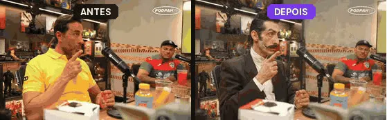 Antes e depois do Real Xablau: mesmo take com o personagem trocado